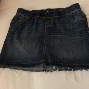 Raw edge maternity denim skirt